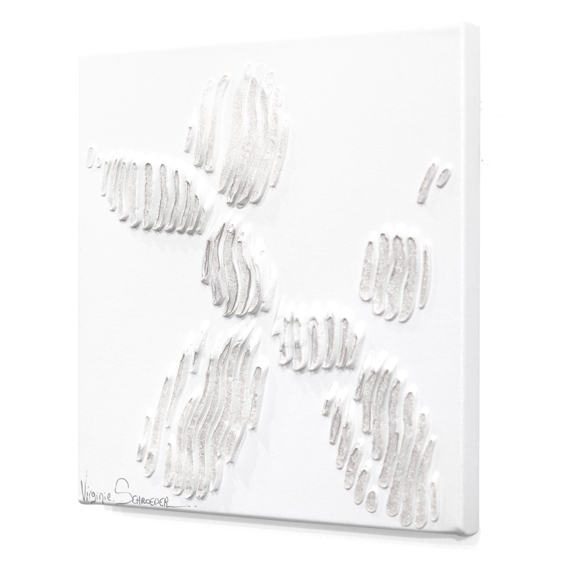 Puro y Amor Perro Globo - Blanco Minimalista Abstracto Pintura 3D Textural - Animal Painting Gris de Virginie Schroeder