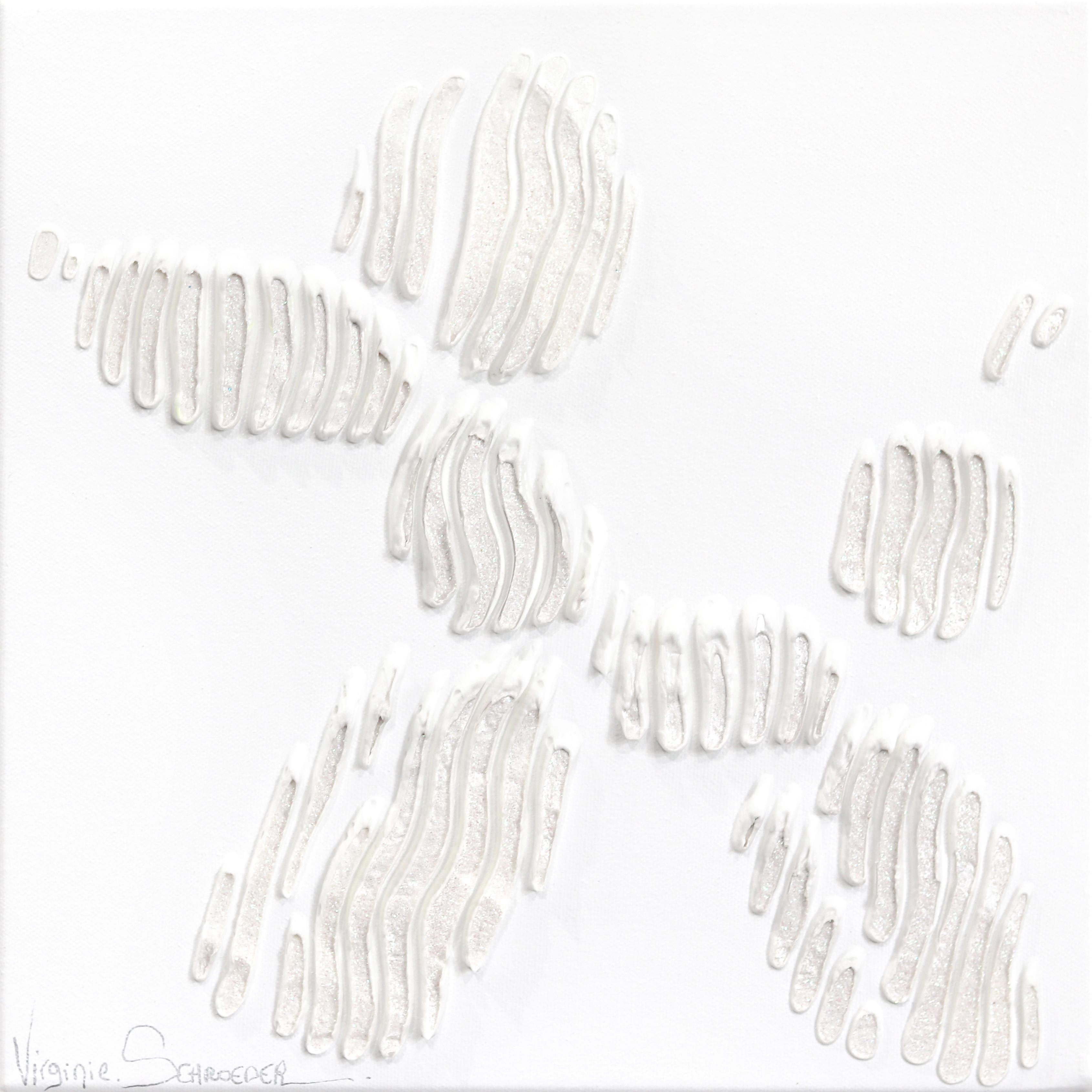 Animal Painting de Virginie Schroeder - Puro y Amor Perro Globo - Blanco Minimalista Abstracto Pintura 3D Textural