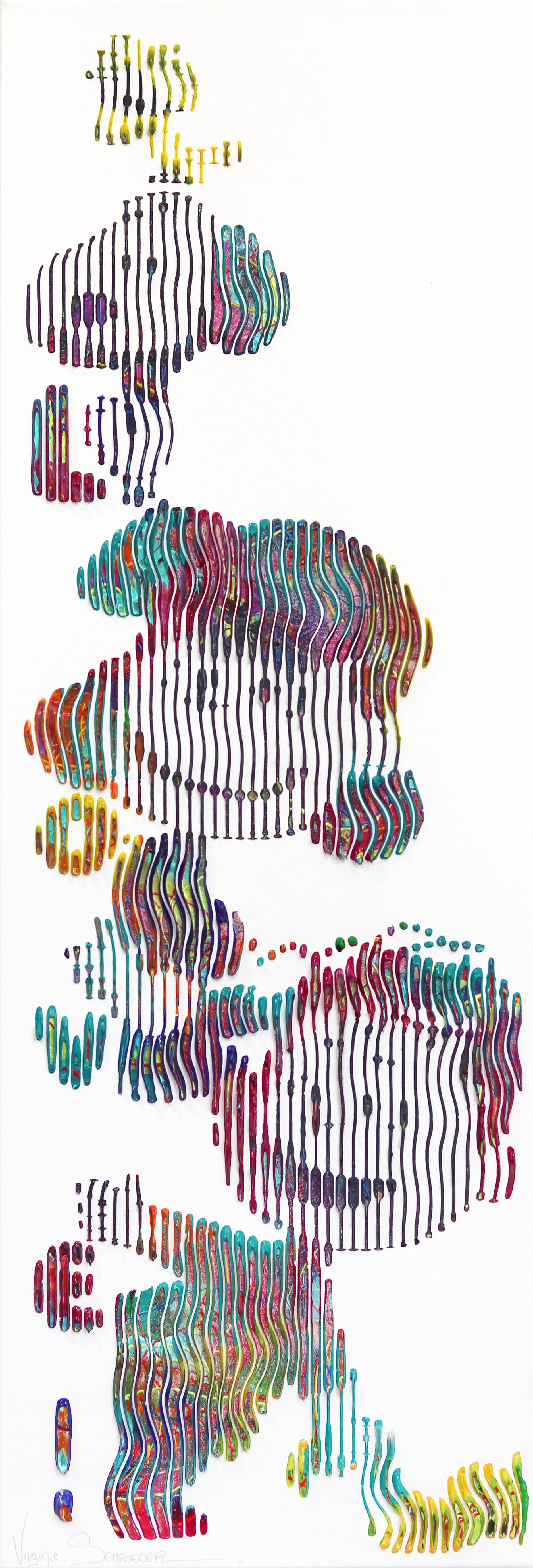 Snoopy et ses amis - Peinture abstraite minimaliste colorée en 3D texturée