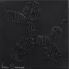 The Black Dog Balloon - Minimalist Abstract 3D Textural Black Pop Art Painting