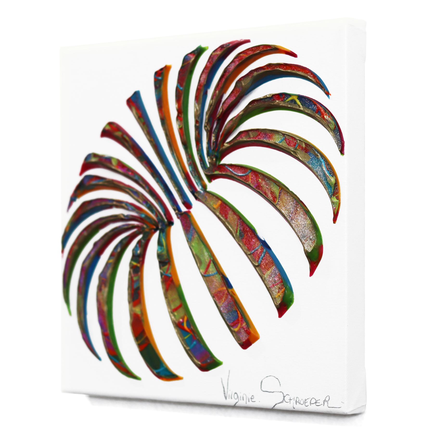 The Center of Life – Minimalistisches, abstraktes, geometrisches, farbenfrohes Gemälde in 3D-Textur im Angebot 1