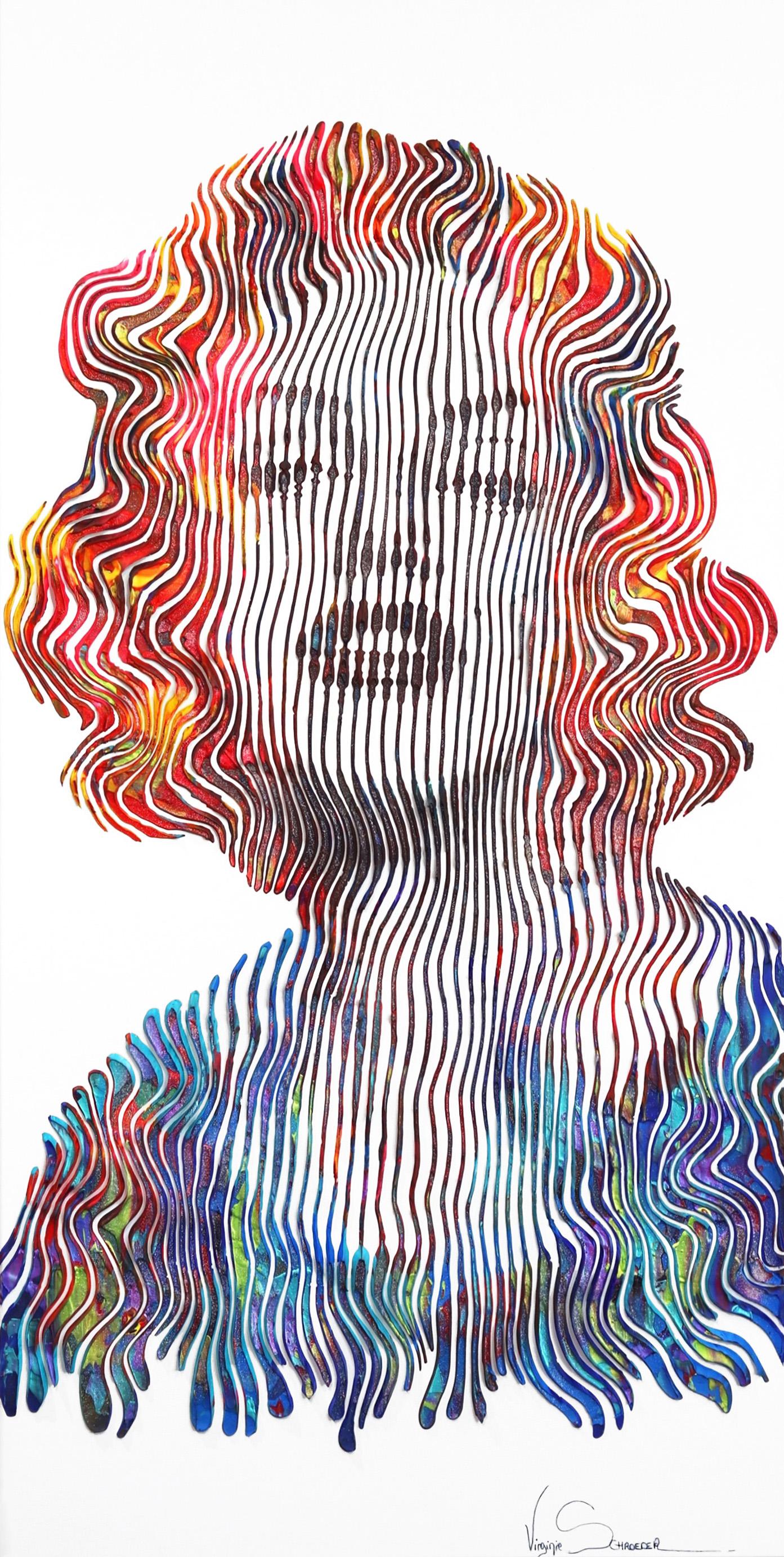 Virginie Schroeder Figurative Painting - The Most Elegant Marilyn Monroe - Textural Original Pop Art Portrait Painting