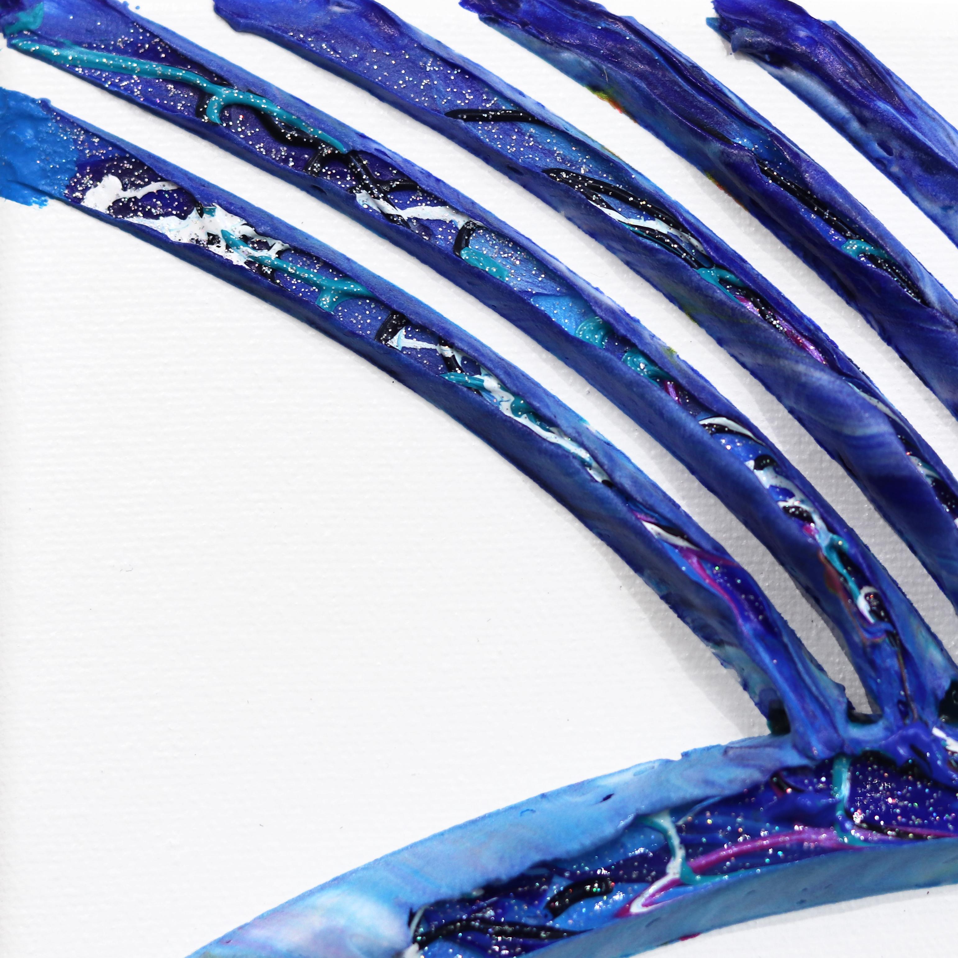 La poésie de la vie - Peinture bleue texturée abstraite minimaliste en 3D - Pop Art Painting par Virginie Schroeder