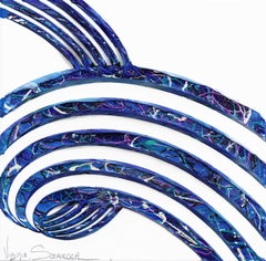La poésie de la vie - Peinture bleue texturée abstraite minimaliste en 3D