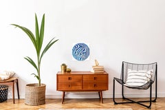 Las Olas y la Vida - Pintura Minimalista Abstracta 3D Textura Círculo Azul