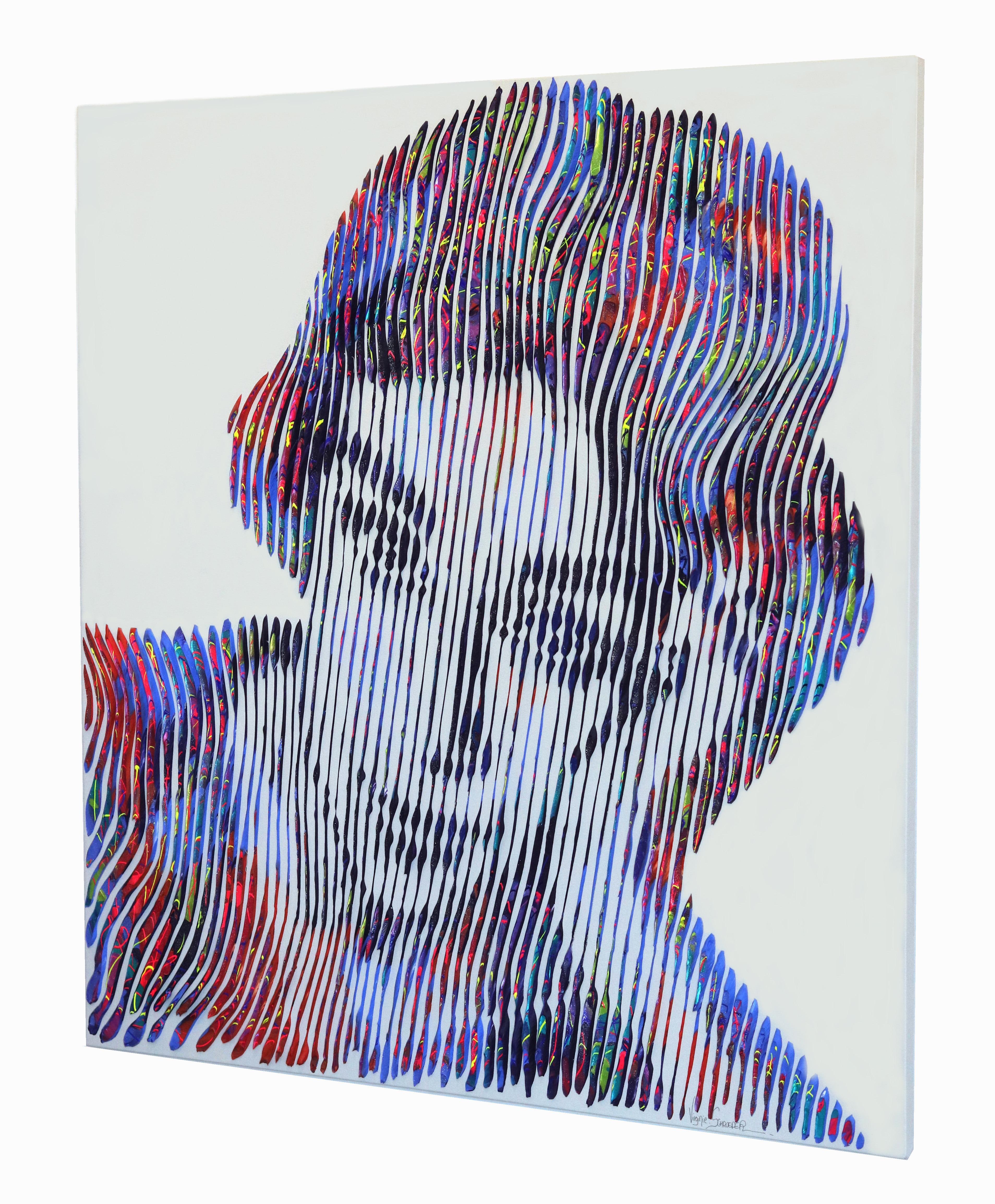 Audrey Hepburn atemporal - Arte pop figurativo original con textura sobre lienzo - Figurative Painting Gris de Virginie Schroeder