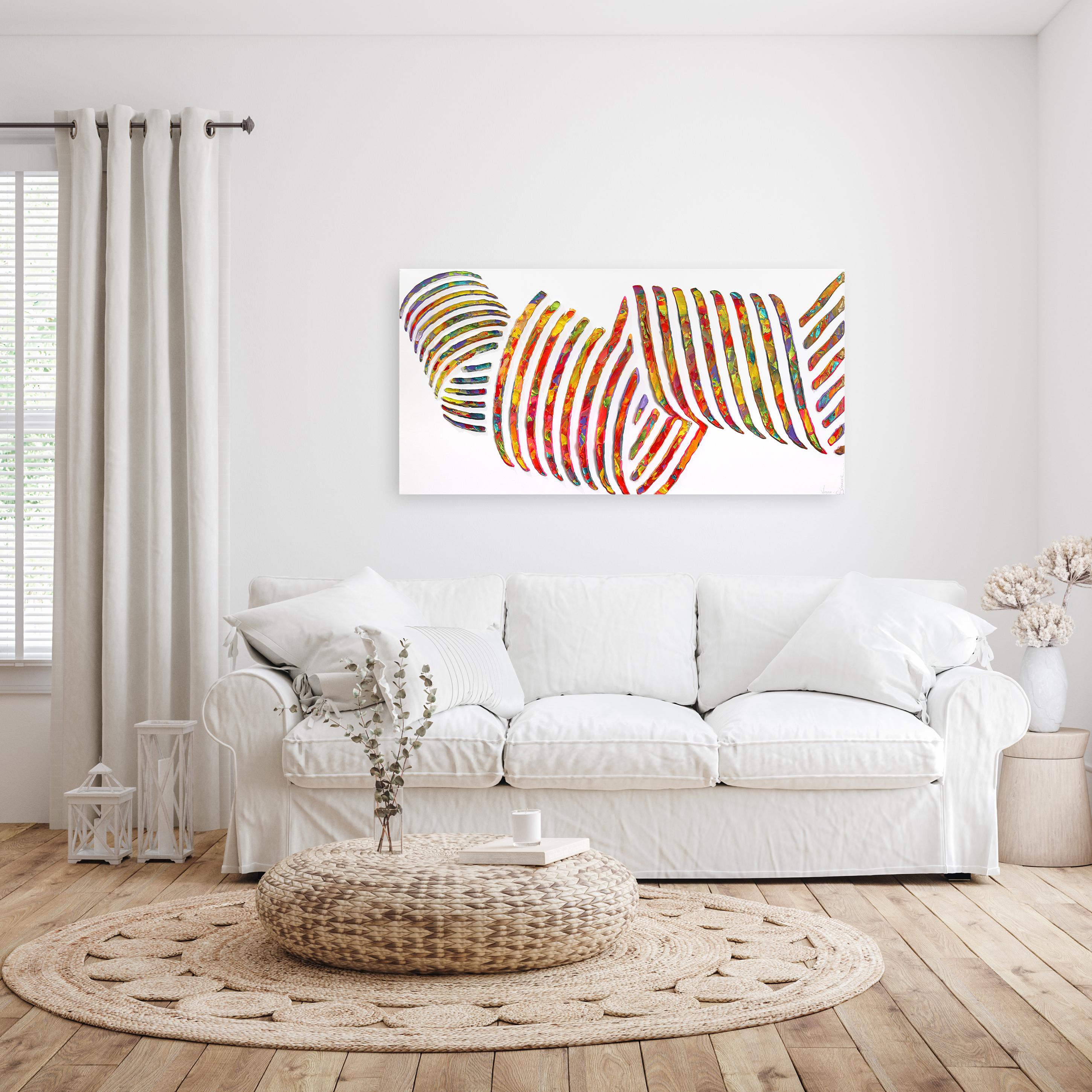 Vortex of the Heart - Large Colorful Abstract 3D Textural Painting For Sale 4