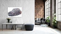 VW Beetle 1947 - Original Textured Colorful Car Line Art Original on Canvas