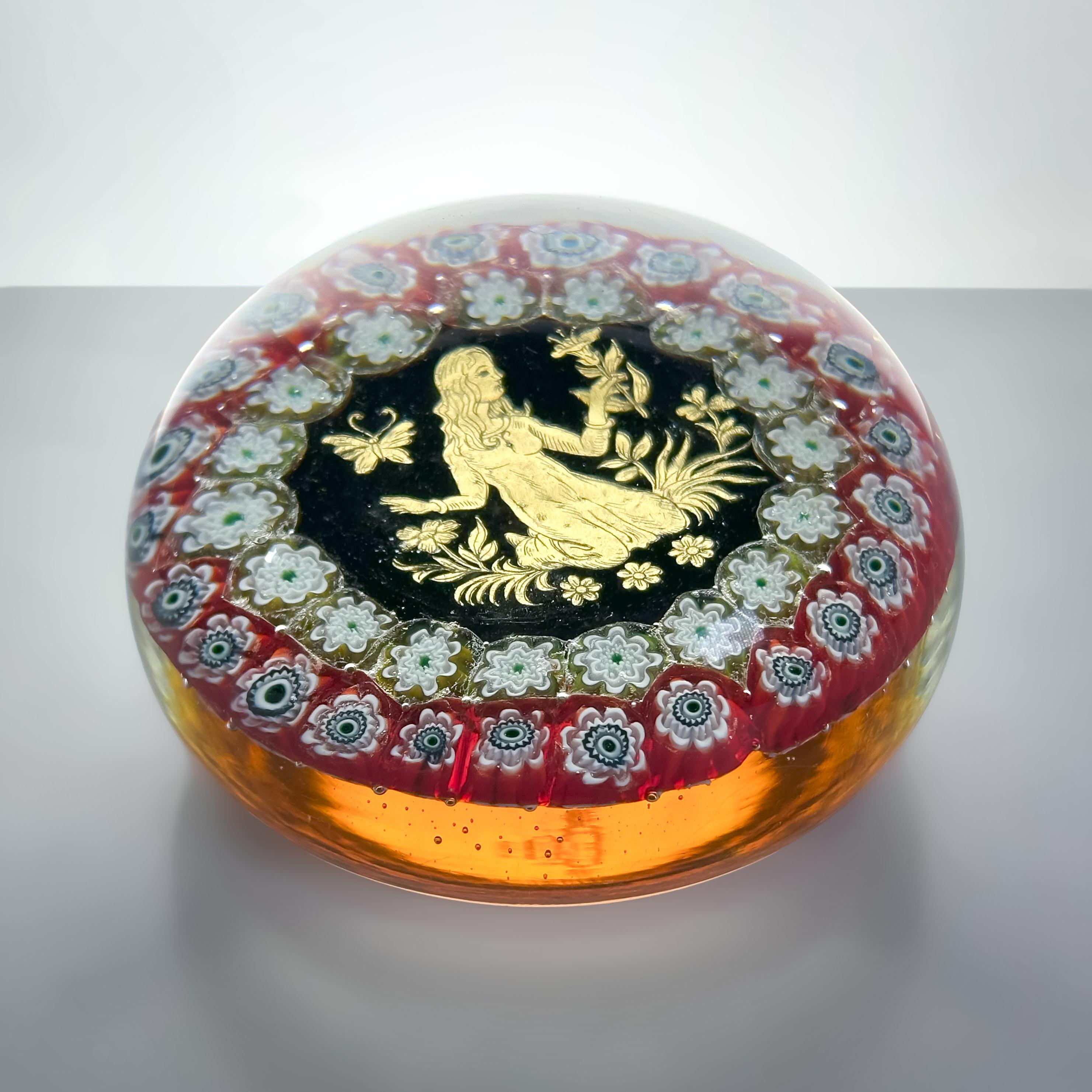 Postmoderne Presse-papiers Astrologique Virgo en verre de Murano de Ferro et Lazzarini 1980, Italie en vente