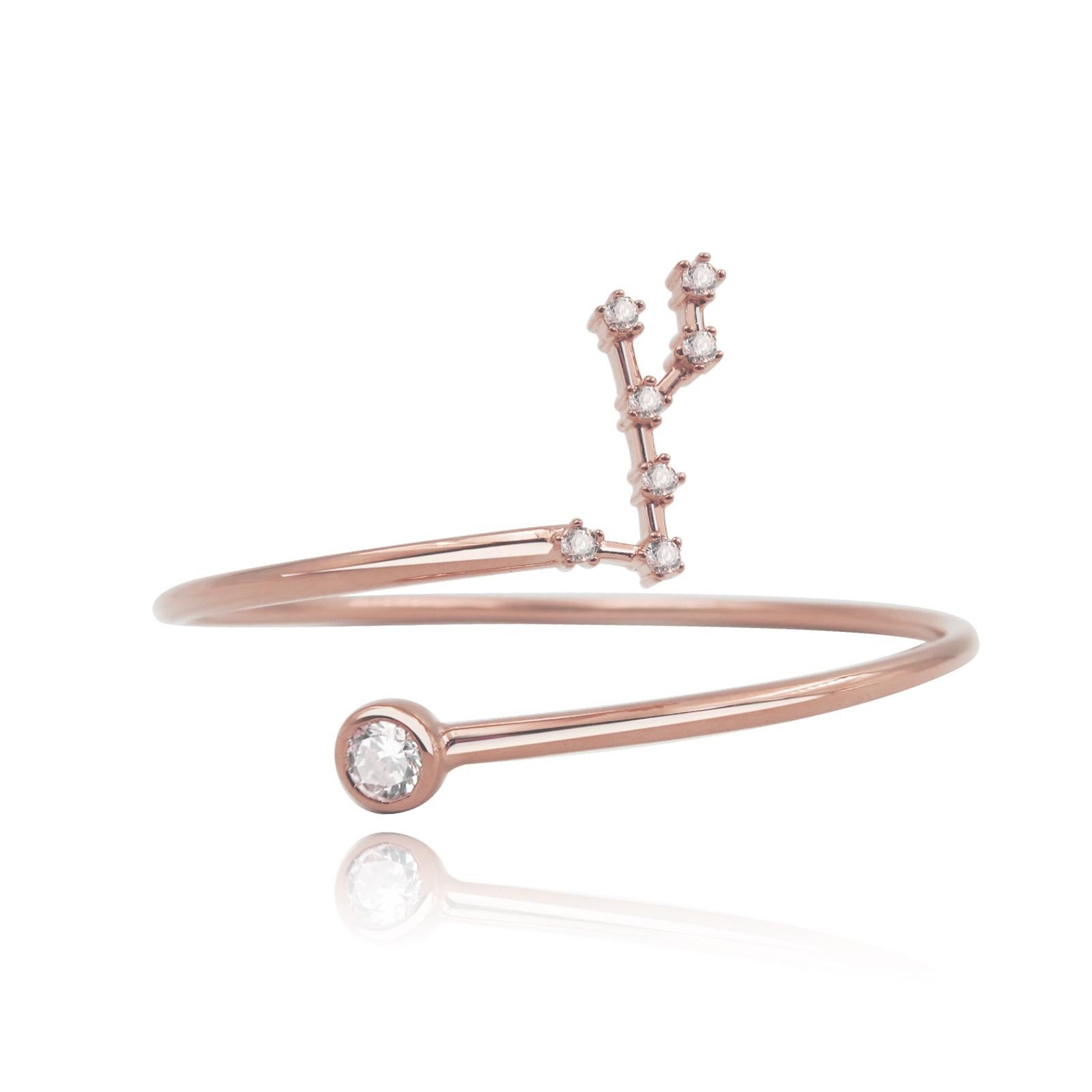 Modern Virgo Constellation Wire Bezel Cuff For Sale