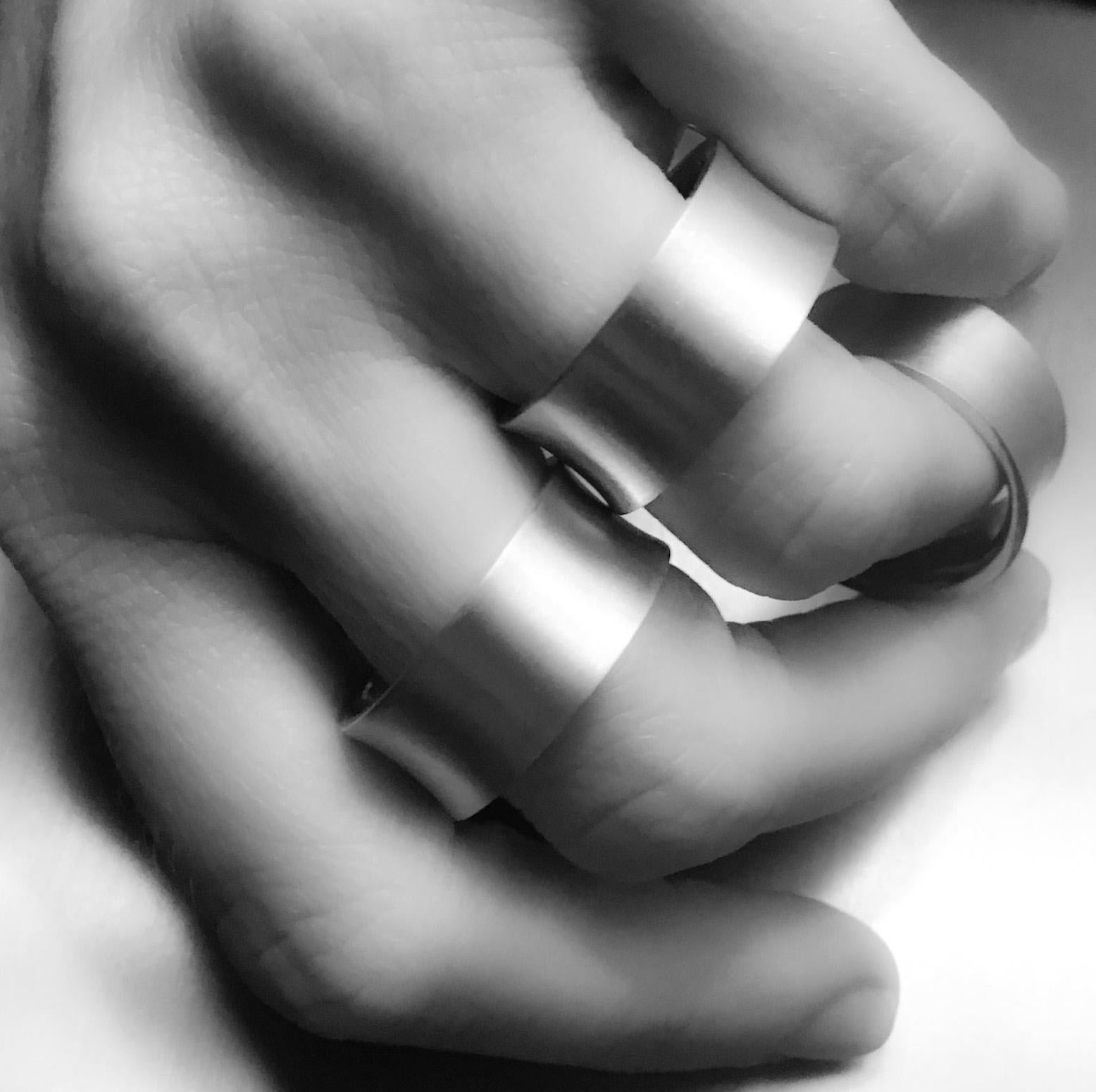 Virgo, Men's Wide Couture Sculptural Ring by Ashley Childs
Handmade item
Size: 9 US
Materials: Platinum
Band color: Silver
Description
Wide men's/unisex platinum or Sterling silver VIRGO ring, 0.40