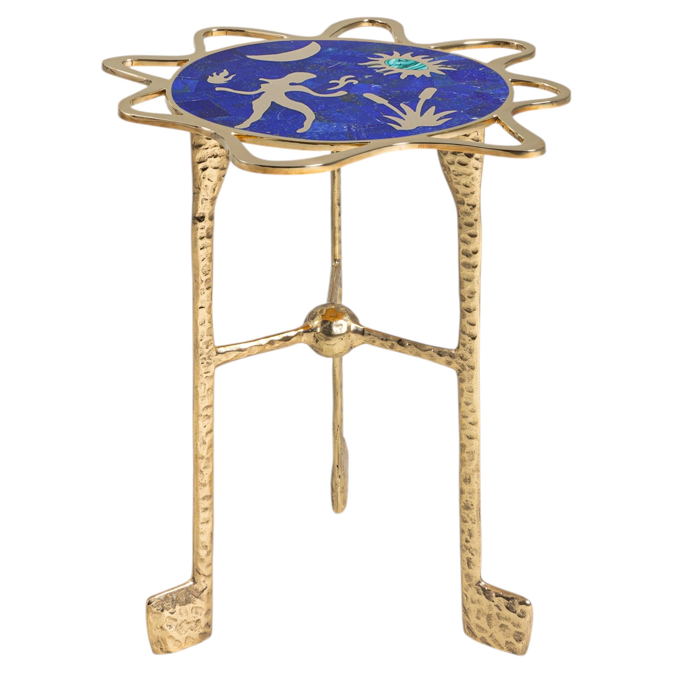 Virgo Side Table in Brass with Semi Precious Stones, Viya by Vikram Goyal For Sale