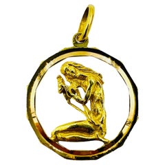 Virgo Zodiac 18k Yellow Gold Pendant Circa 1970s
