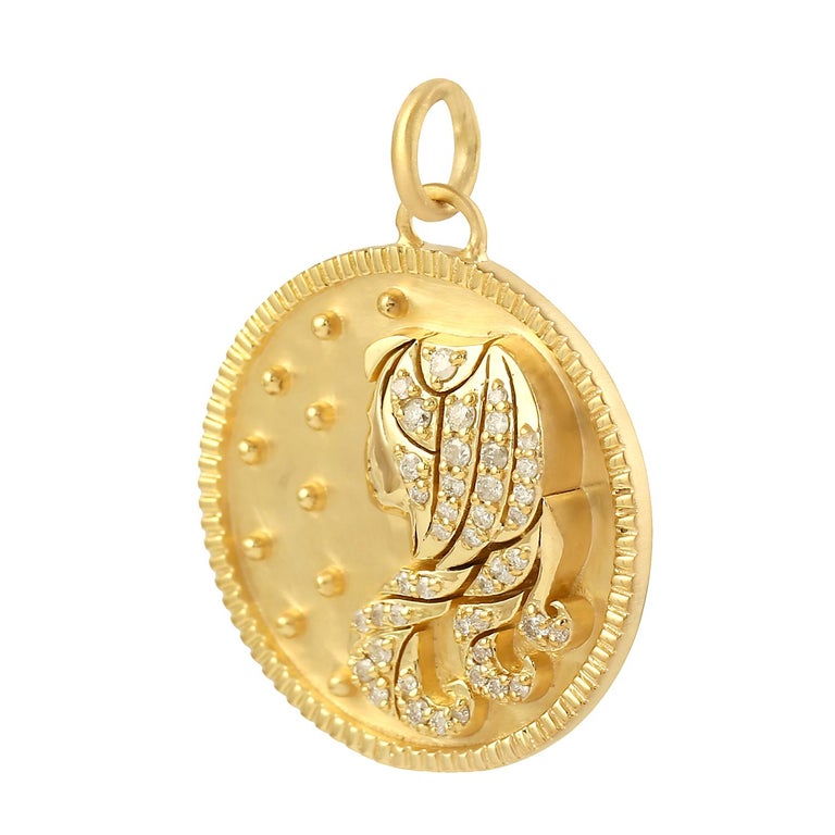 Personalized 14k Yellow Gold Virgo Zodiac Charm Pendant With Genuine Blue Sapphire September Birthstone
