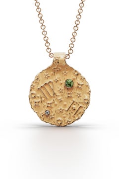 Virgo Zodiac Pendant –14K Solid Gold – Astrology Necklace By Oltremare Gioielli