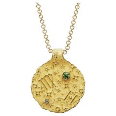 Virgo Zodiac Pendant –18K Solid Gold – Astrology Necklace By Oltremare Gioielli