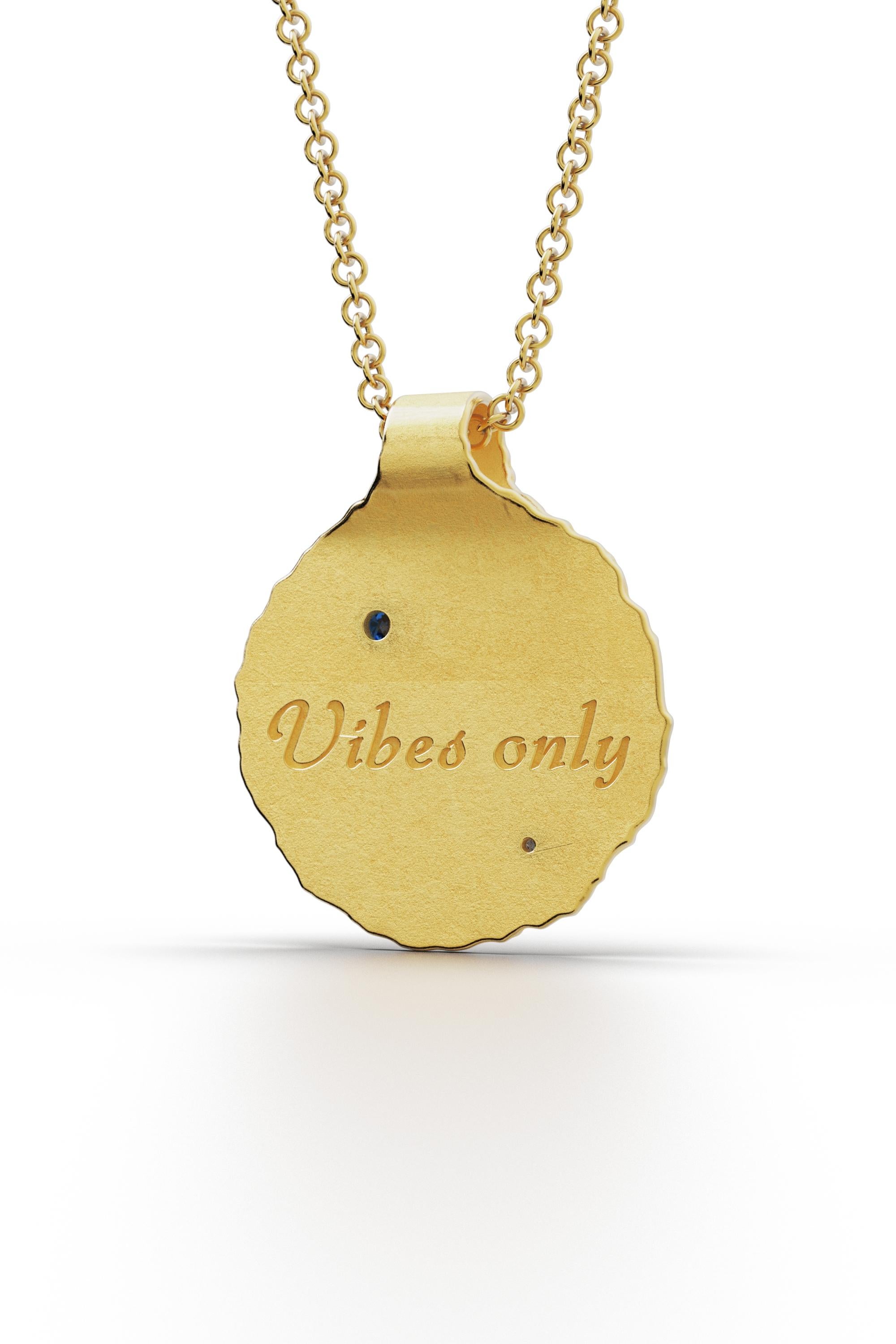 Virgo Zodiac Pendant –18K Solid Gold – Astrology Necklace By Oltremare Gioielli For Sale 1