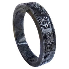 Virtues of The Ancient Orient Burmese Black A-Jade Bangle Bracelet 08812