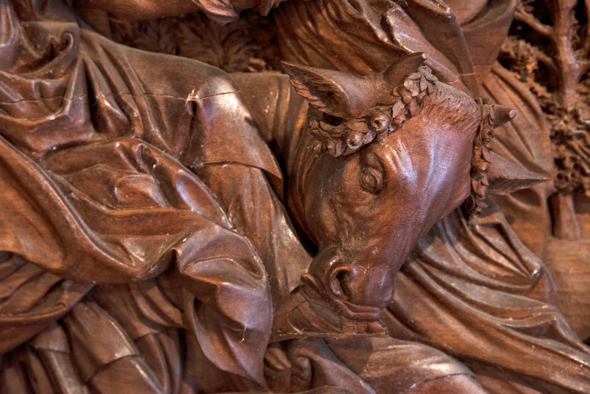 Carved Virtuosic Full-Relief Mahogany Sculpture of 