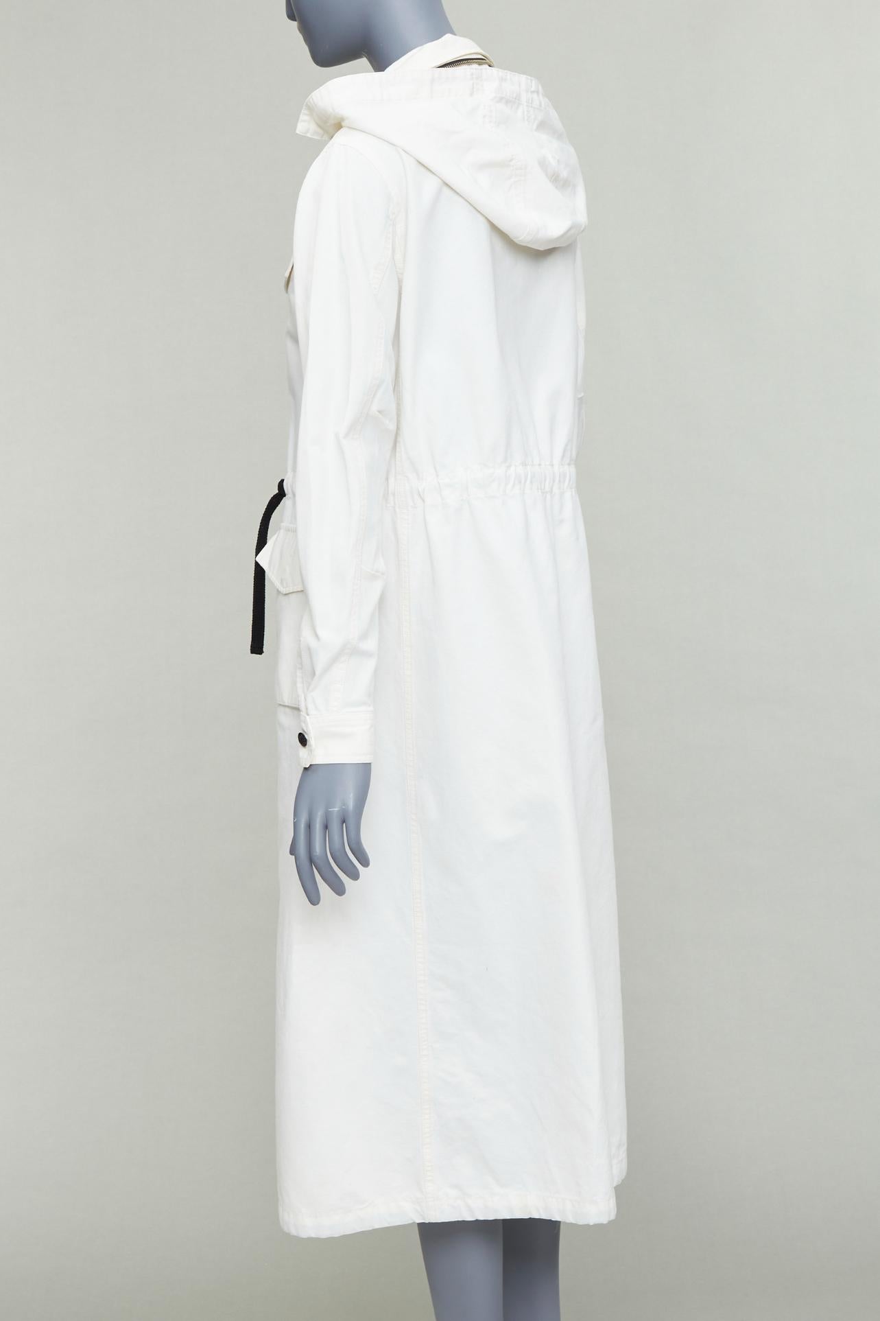 VIS A VIS 2017 white cotton linen black drawstring anorak coat Sz2 For Sale 1