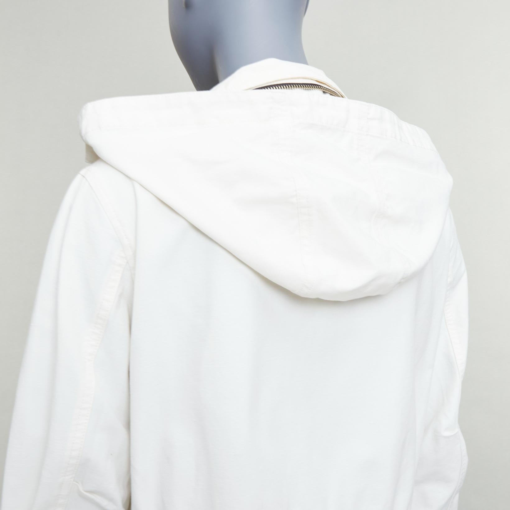 VIS A VIS 2017 white cotton linen black drawstring anorak coat Sz2 For Sale 2