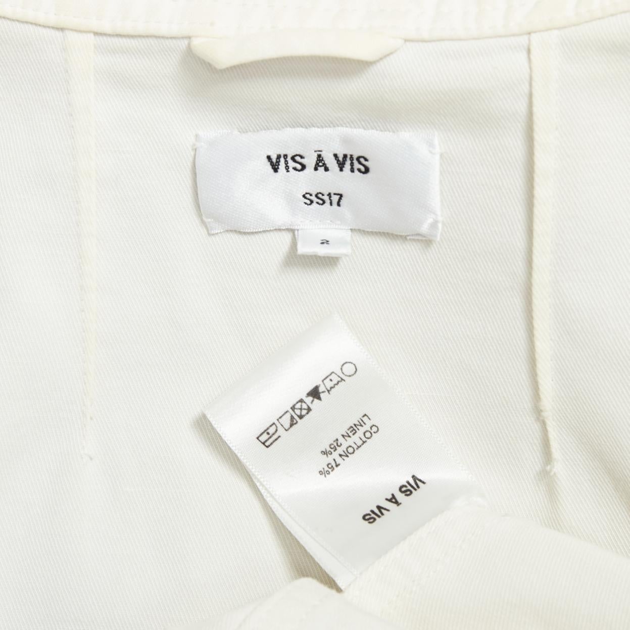 VIS A VIS 2017 white cotton linen black drawstring anorak coat Sz2 For Sale 3