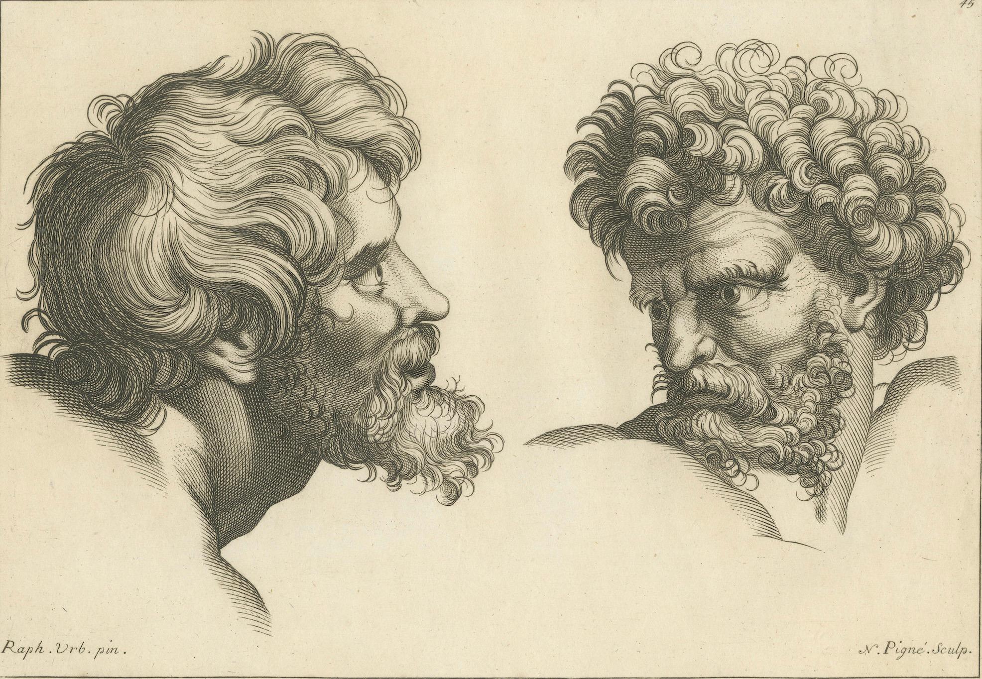 Mid-18th Century Visages of Virtue and Vigor: Raphael to Pigné, 1740 For Sale
