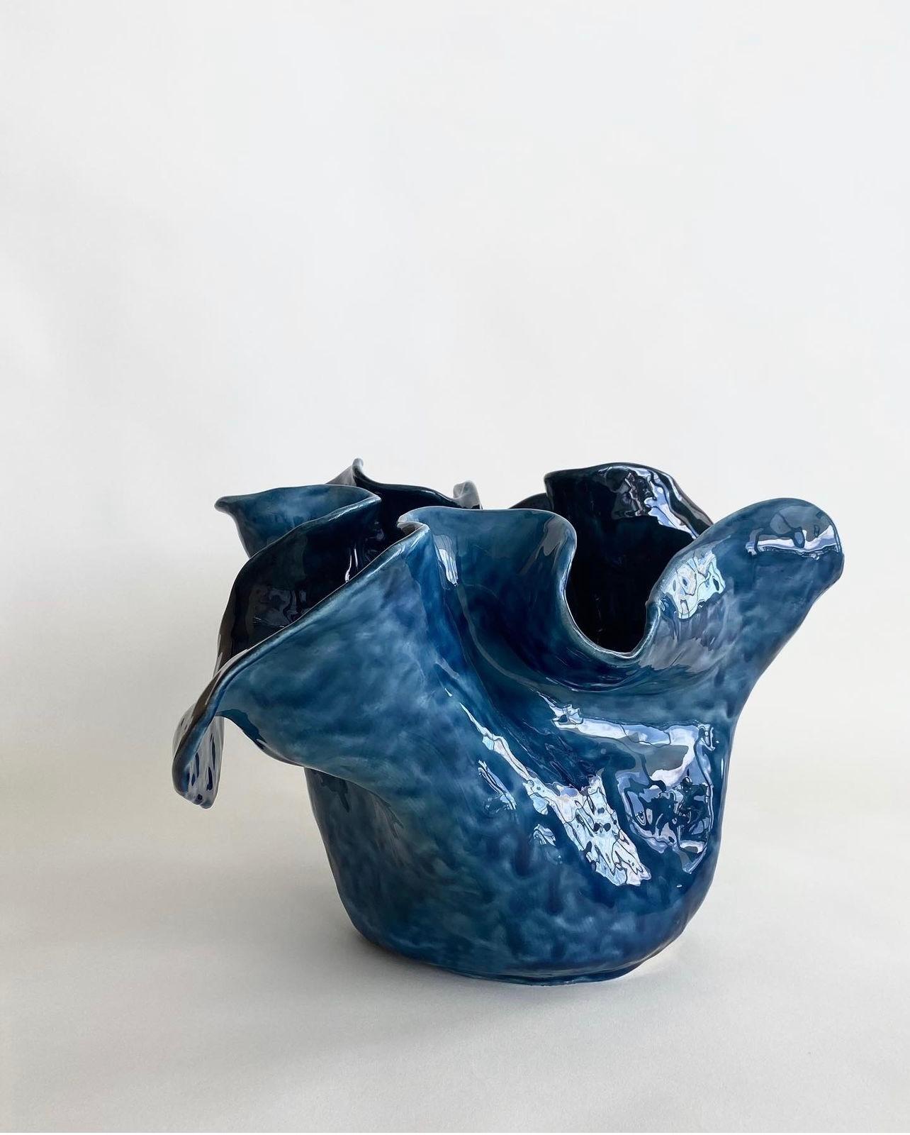 Visceral Blue II, 2022 by Magda von Hanau
From the Visceral series
Clay and glass glaze
Dimensions: 10.5 in H x 16 in W x 12 in D
Weight 20lbs

The Visceral series delves into the intricate relationship between the mind and the body, specifically