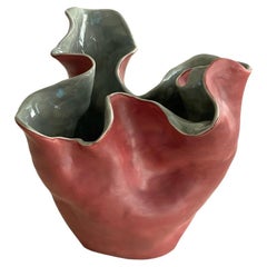 Visceral I, Red and grey. Glaze ceramic sculpture