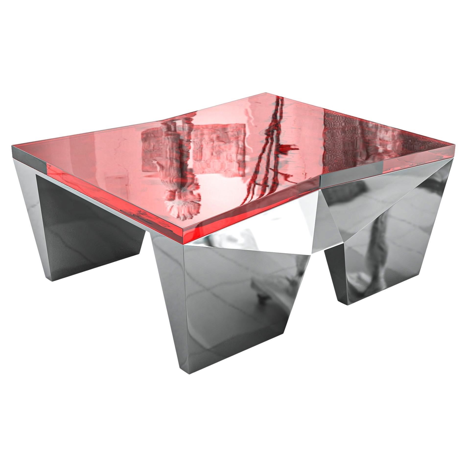 "Visciola" Coffee Table, Stainless Steel and Glass, Istanbul For Sale
