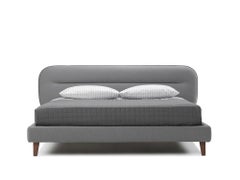 'VISCONTI' King Size Bed with Italian Modern Style Headboard in Grey Fleece