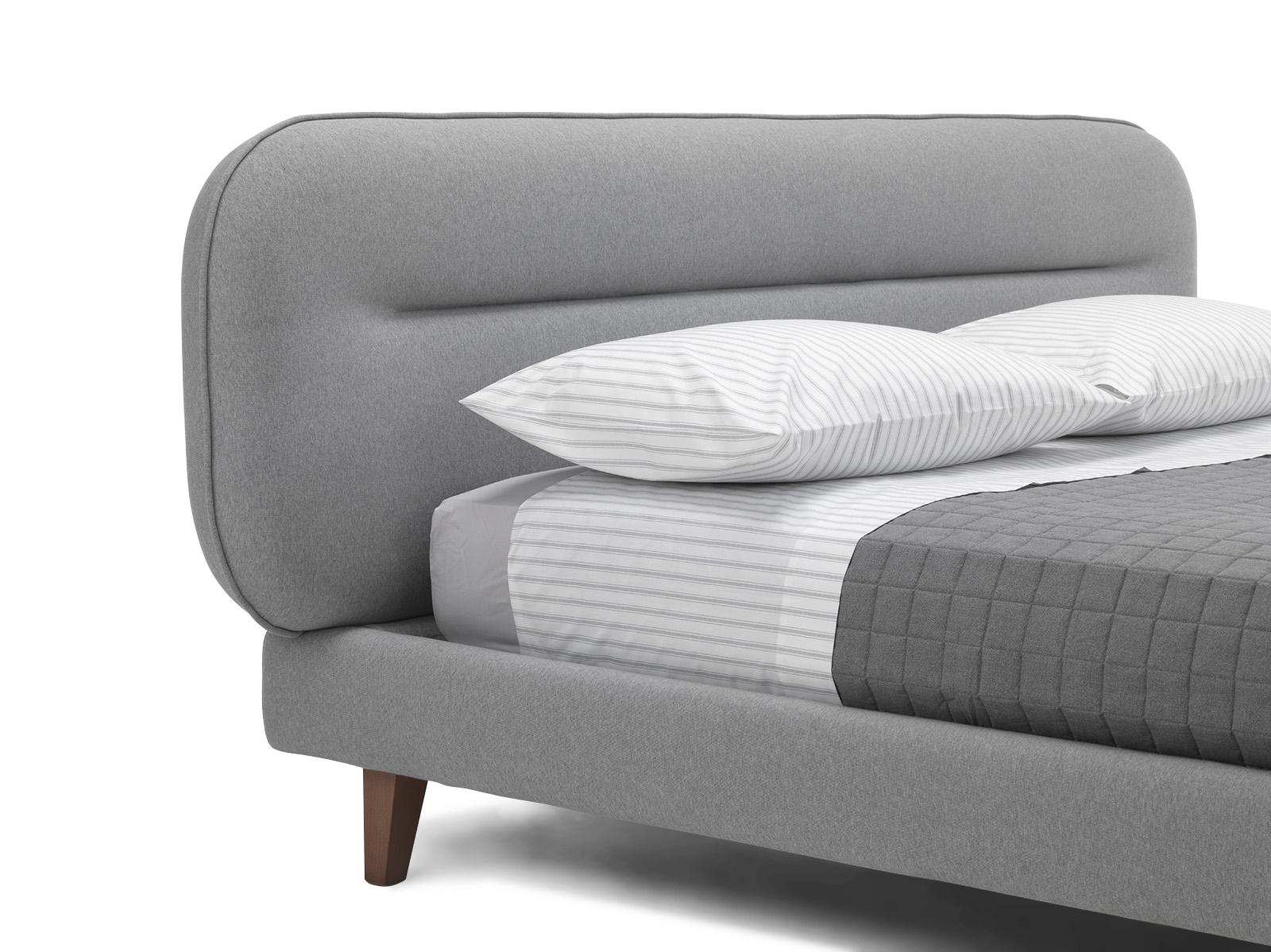 'VISCONTI' King Size Bed with Italian Modern Style Headboard in Grey Fleece (Moderne) im Angebot
