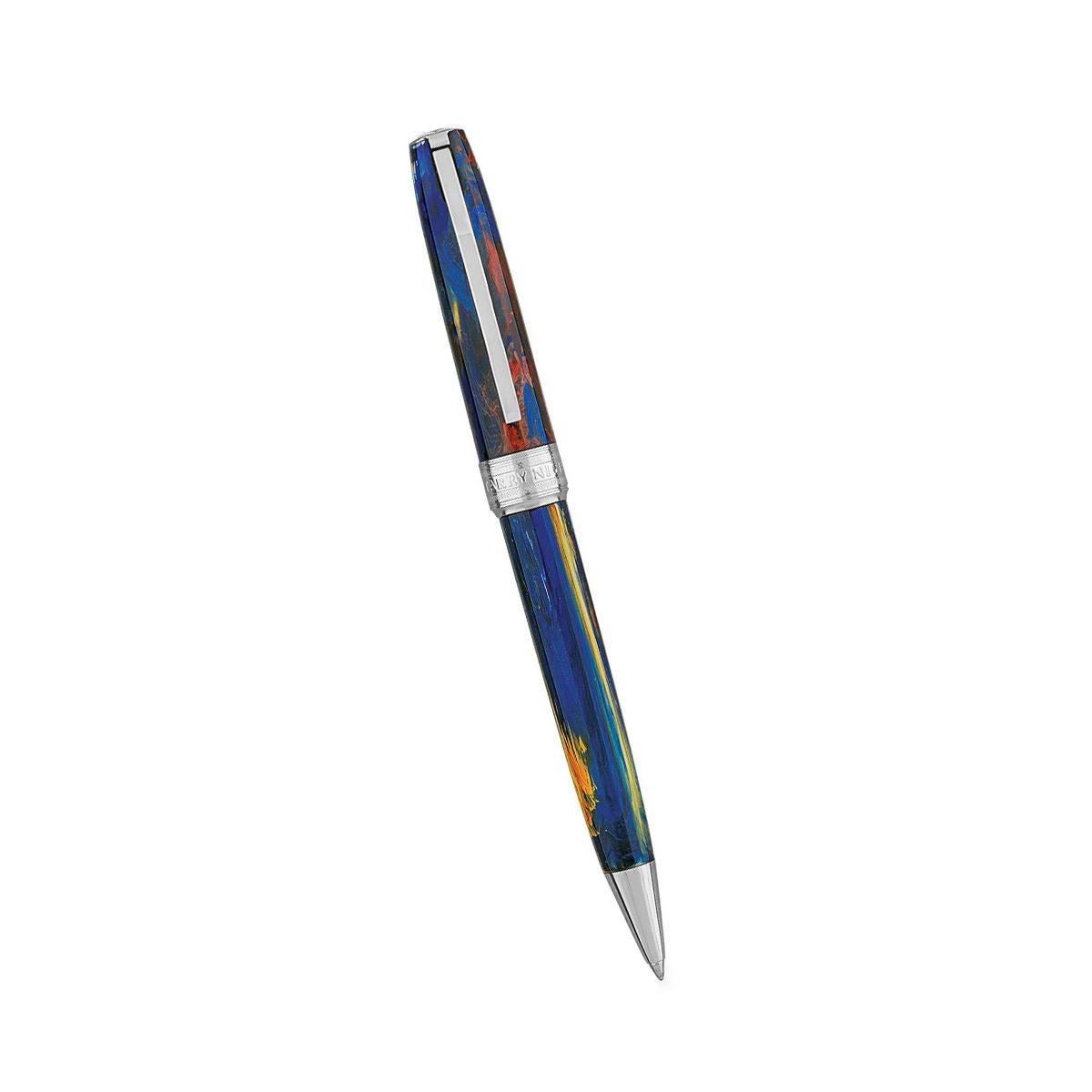 Made from natural resin uniquely mixed to represent palettes of oil paint, this Visconti Van Gogh series is inspired by the artist's color and technique. Each pen represents a specific Van Gogh painting. The pen utilizes Visconti's eighteen-faceted