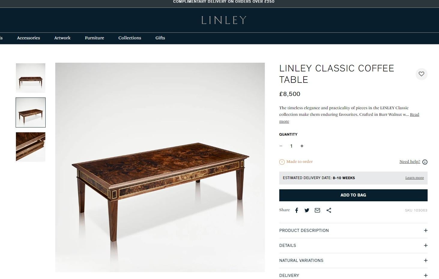 Royal House Antiques

The House Antiques a le plaisir d'offrir à la vente cette sublime table basse en noyer et sycomore du Viscount David Linley, qui a besoin d'être restaurée. Prix de vente conseillé : 8 500 £.

Veuillez noter que les frais de