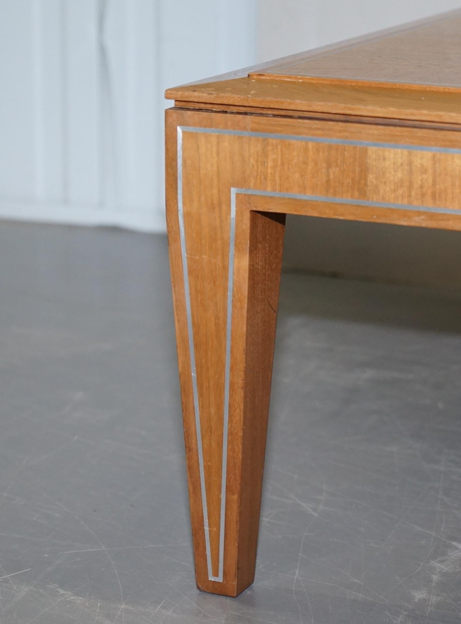 Viscount David Linley Sycamore Walnut with Chrome Inlay Coffee Table 3