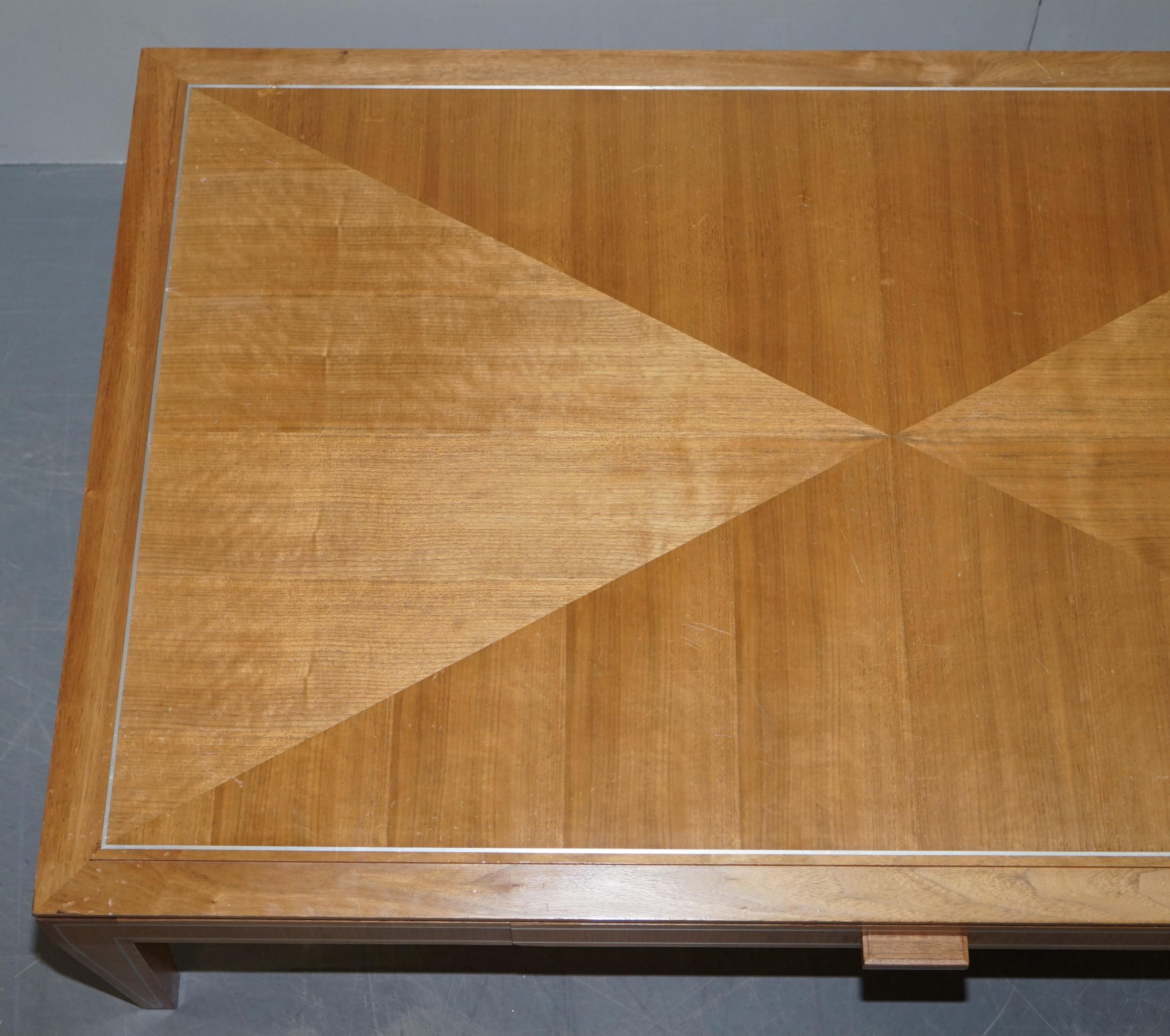 Art Deco Viscount David Linley Sycamore Walnut with Chrome Inlay Coffee Table For Sale