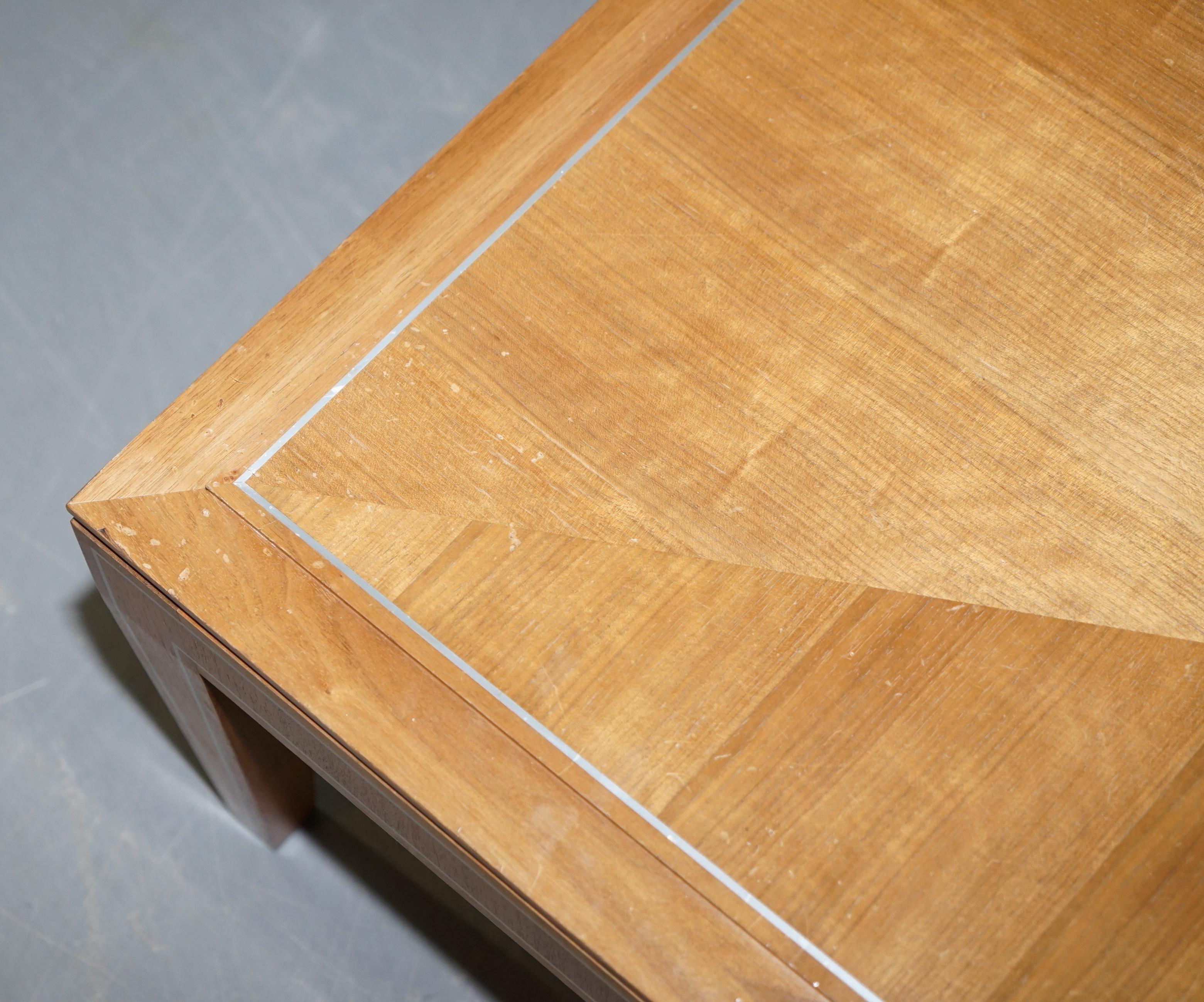 Viscount David Linley Sycamore Walnut with Chrome Inlay Coffee Table In Good Condition In West Sussex, Pulborough