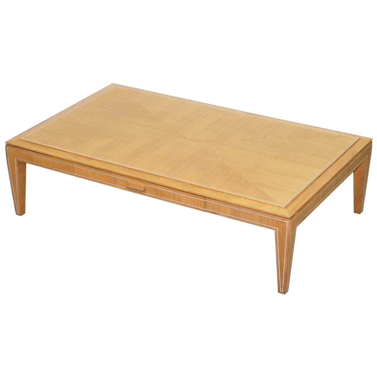 Viscount David Linley Sycamore Walnut with Chrome Inlay Coffee Table For Sale