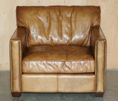 ViSCOUNT WILLIAM HALO TIMOTHY OULTON DESIGNED BROWN LEATHER ARMCHAIR