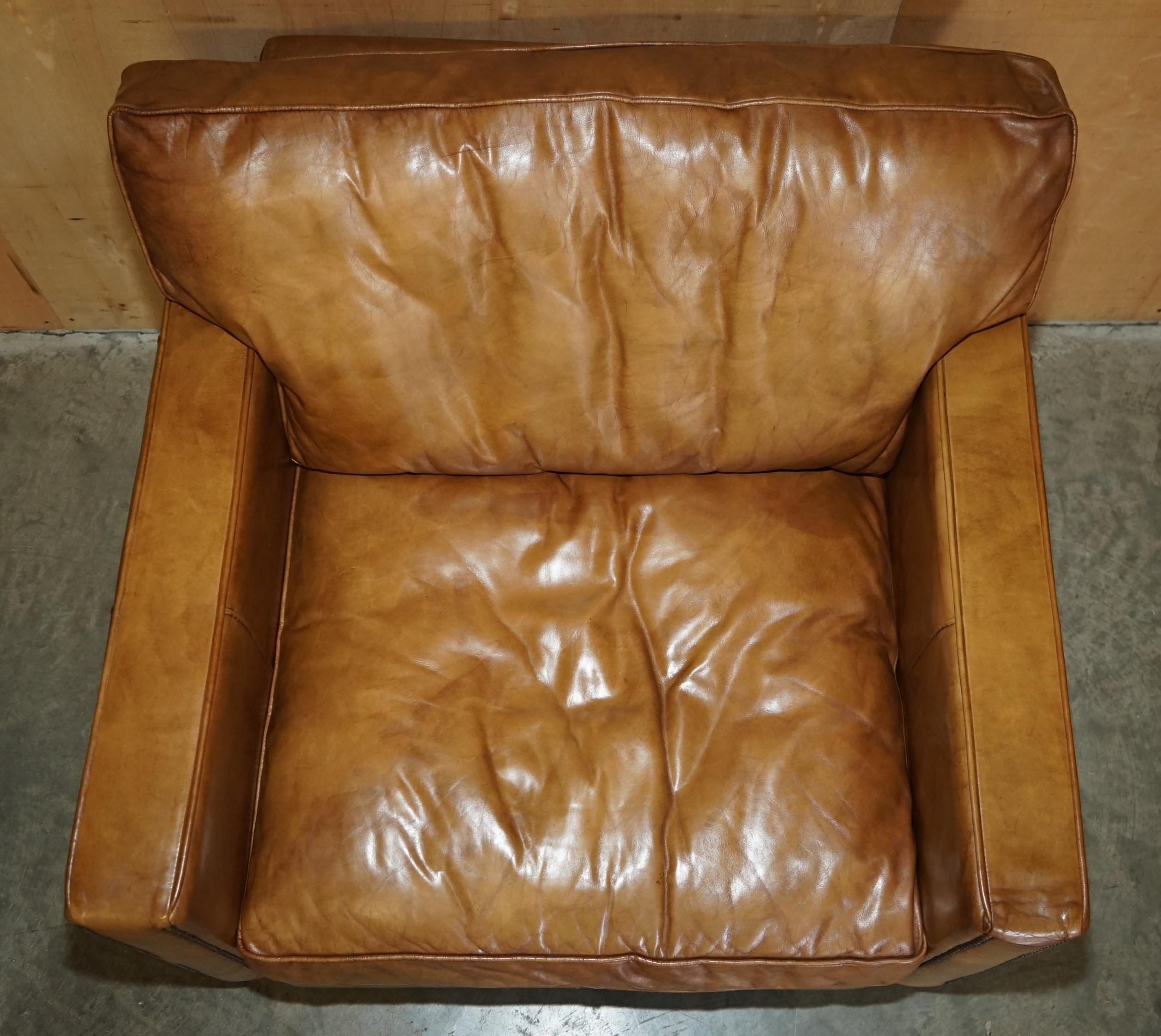 Fait main ViSCOUNT FAUTEUIL EN CUIR BRUN WILLIAM HALO TIMOTHY OULTON DESIGNED en vente