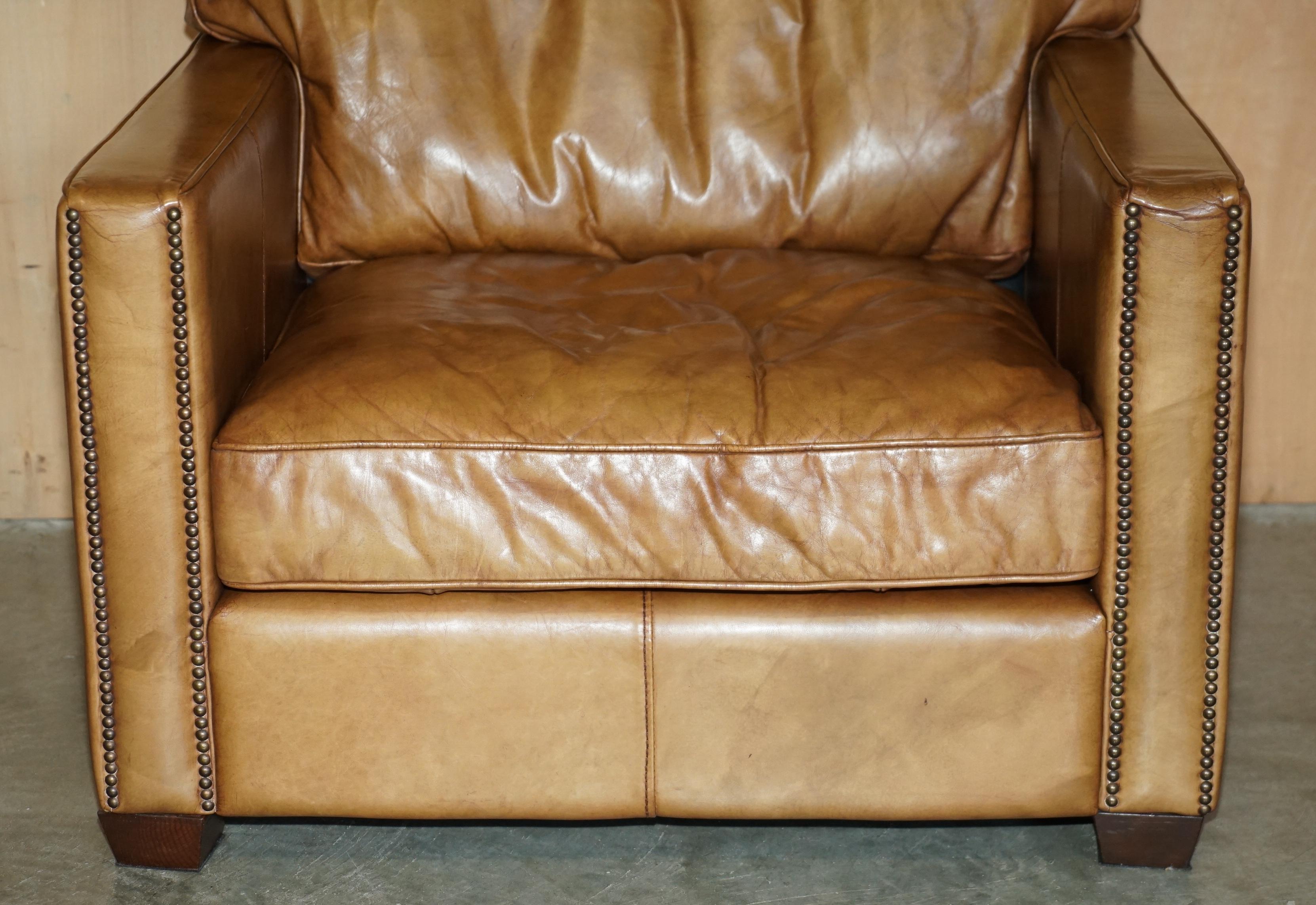 ViSCOUNT FAUTEUIL EN CUIR BRUN WILLIAM HALO TIMOTHY OULTON DESIGNED en vente 1