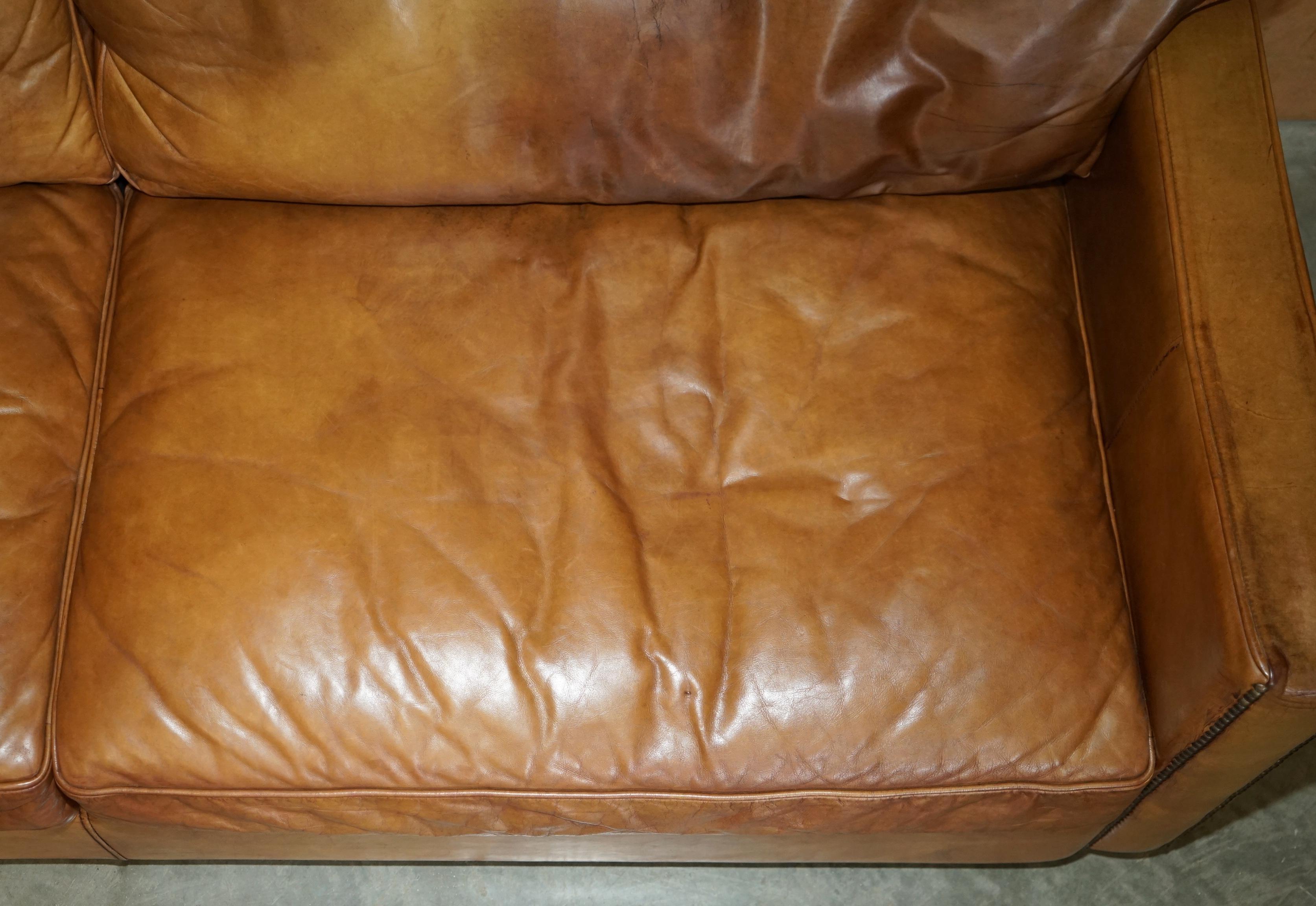 VISCOUNT WILLIAM HALO TIMOTHY OULTON DESIGN/ONE DIVANO A TRE POSTI IN PELLE MARRONE In condizioni discrete in vendita a West Sussex, Pulborough