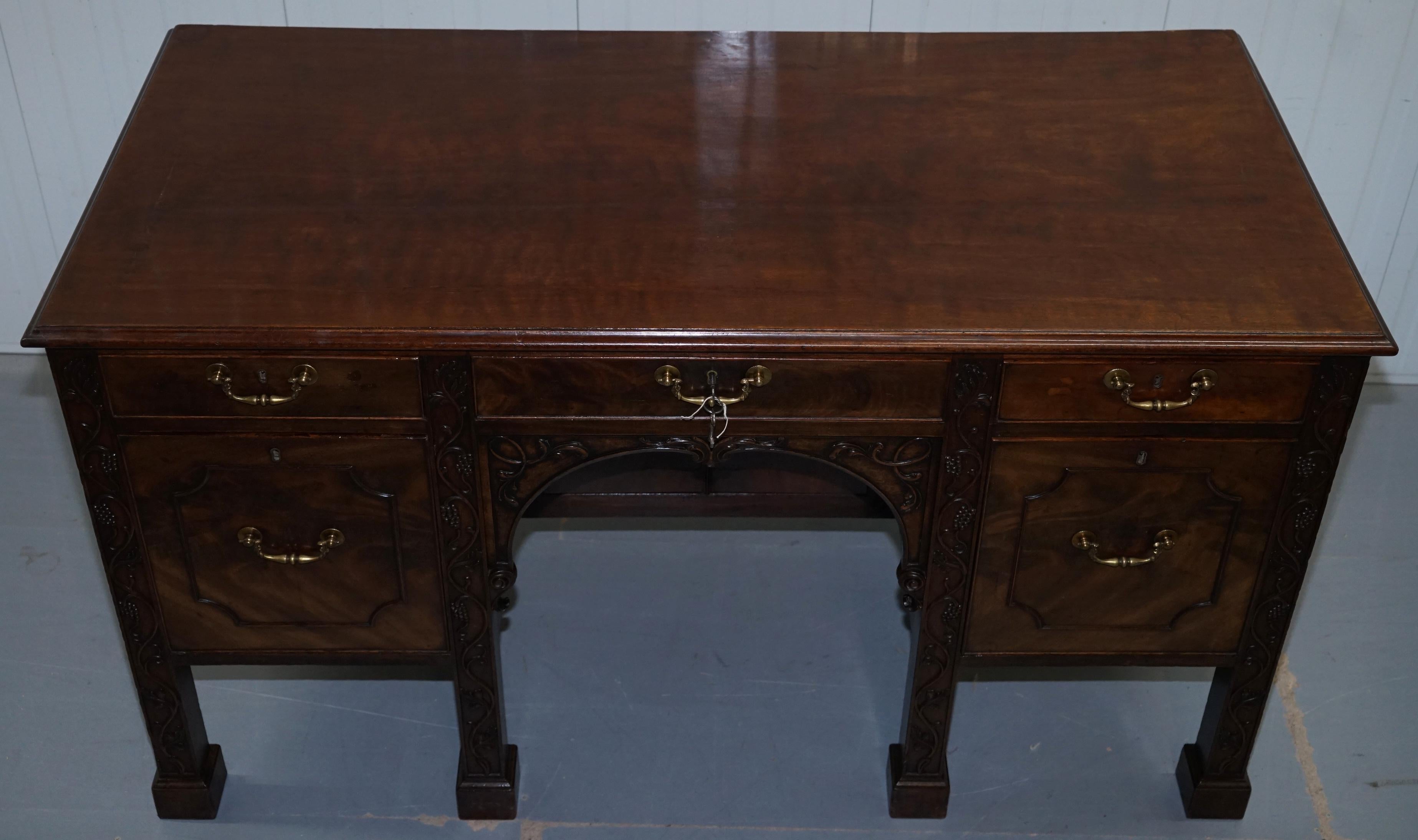 Hand-Crafted Viscountess Boyd's Ince Castle Rare George III Hardwood Sideboard Chippendale For Sale