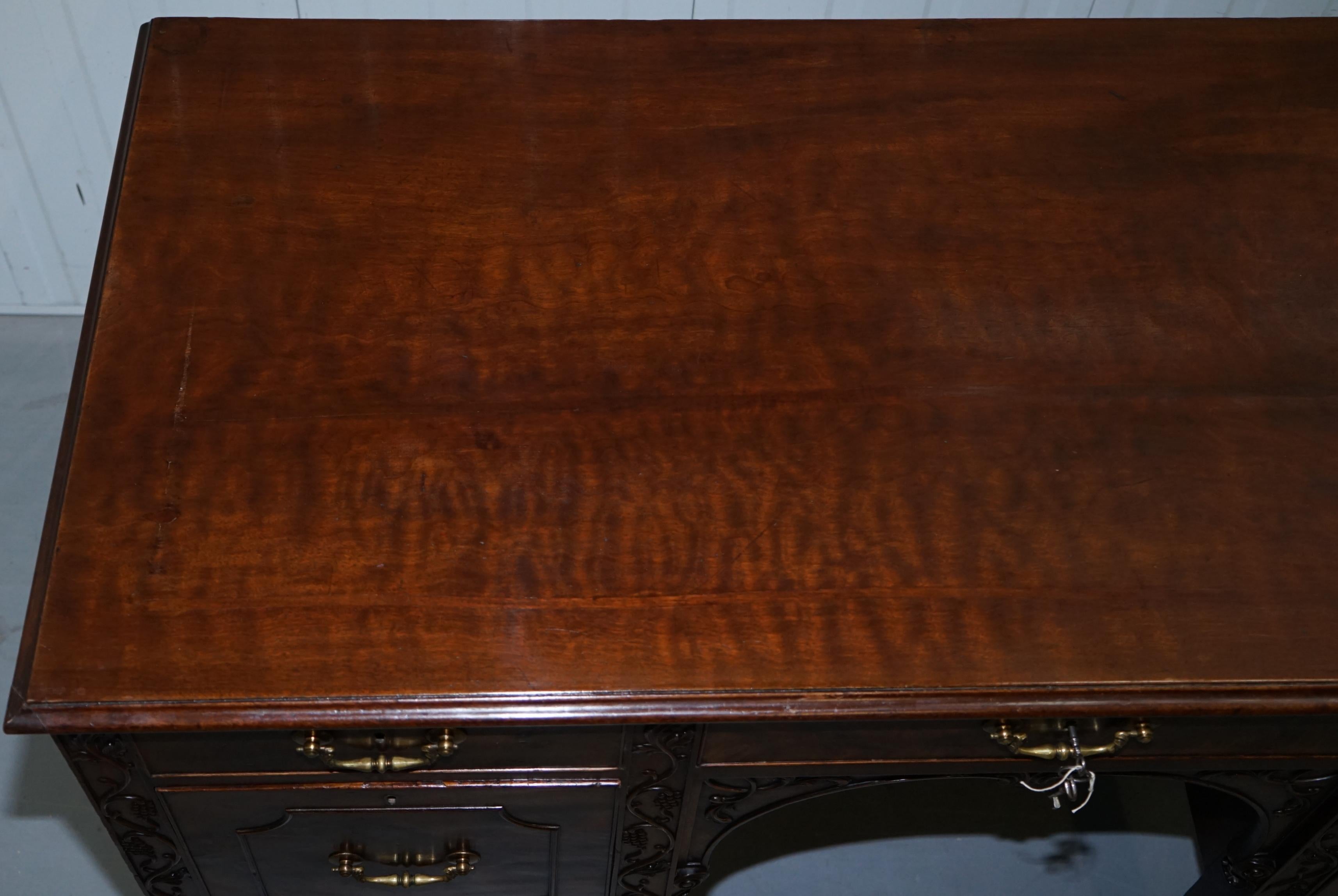 Hand-Crafted Viscountess Boyd's Ince Castle Rare George III Hardwood Sideboard Chippendale For Sale