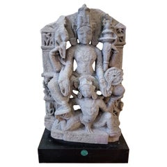 Vishnu Seated on Garuda Buff Sandstone Central India