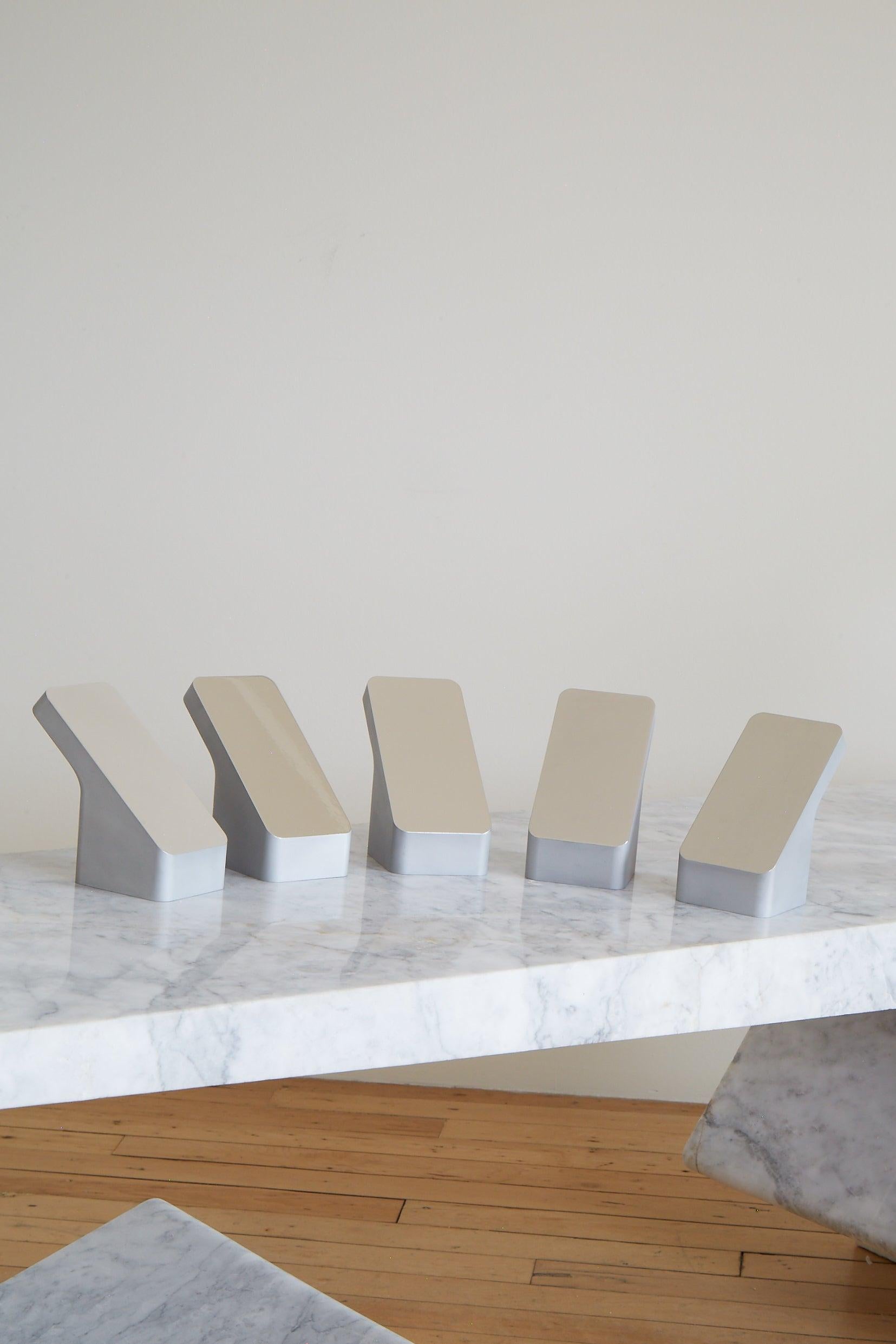 American Conceptual Minimalist Desk Sculpture in Machined Aluminum as a Group of 3 For Sale