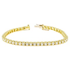 Bracelet tennis à quatre griffes en or jaune 18 carats avec diamants naturels de 5,00 carats