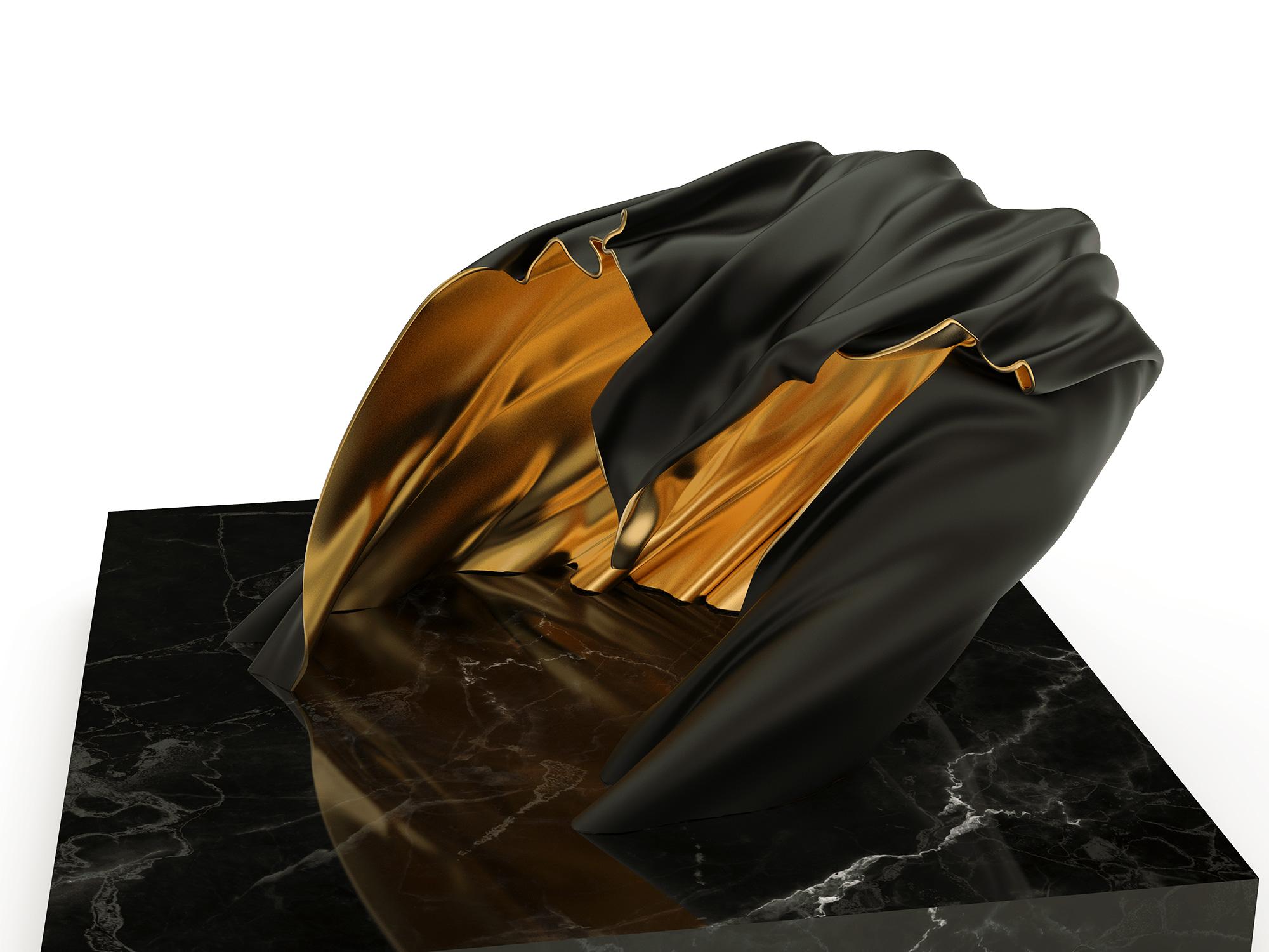 Visio Black and Golden Face Sculpture 1
