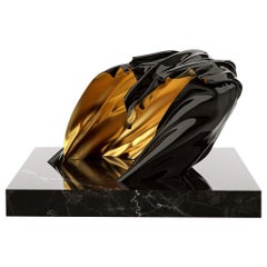 Visio Black and Golden Face Sculpture
