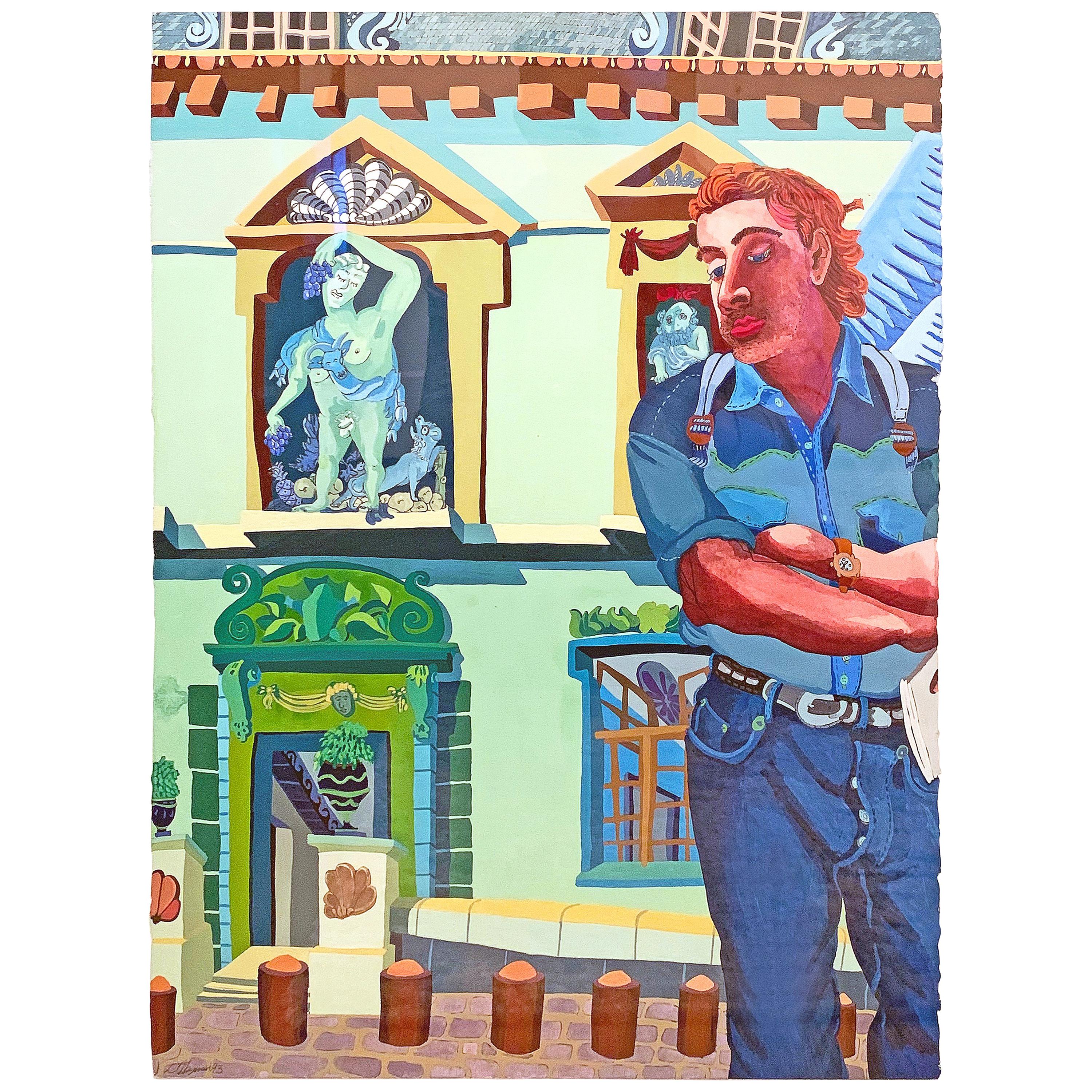"Visione all'Hotel Sully 'Paris'", pittura brillante dell'insegnante della RISD in vendita
